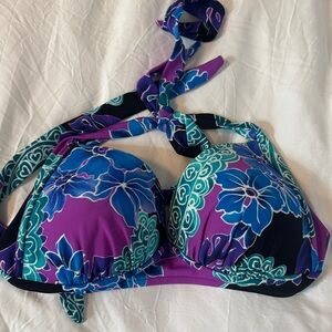 VENUS Purple and Blue Floral Halter Bikini Top